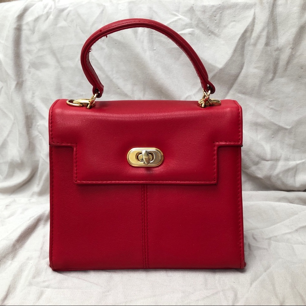 Vintage Red Top Handle Handbag
